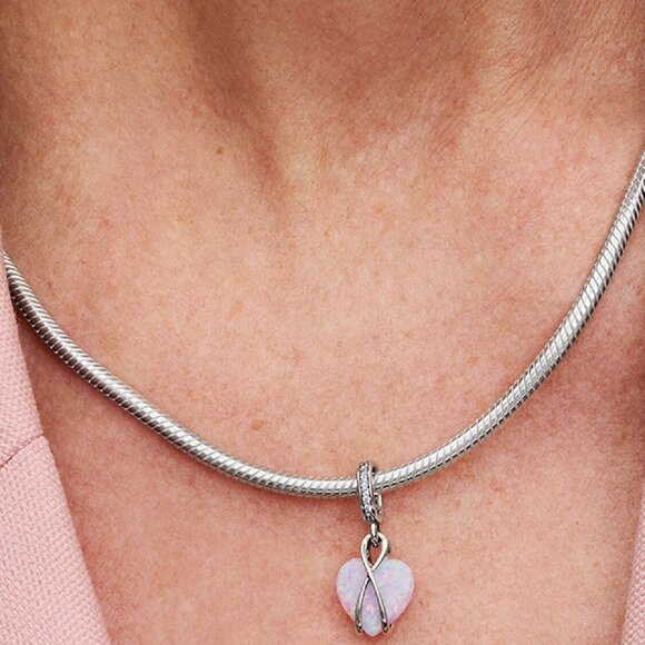 Pandora Mum Opalescent Heart Dangle Charm - Picture 5 of 6